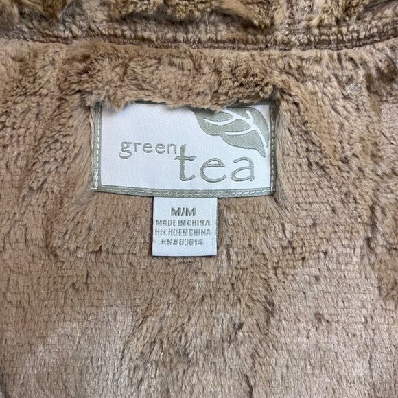 Green Tea Womens Faux Fur-Lined Hooded Jacket Sand Beige Warm Outerwear Medium - Picture 4 of 6